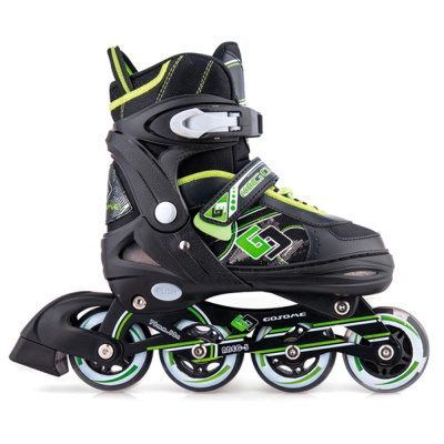 Ролики раздвижные размер М 34-37 Рыжий кот 7306BGM чёрно-зелёные 1